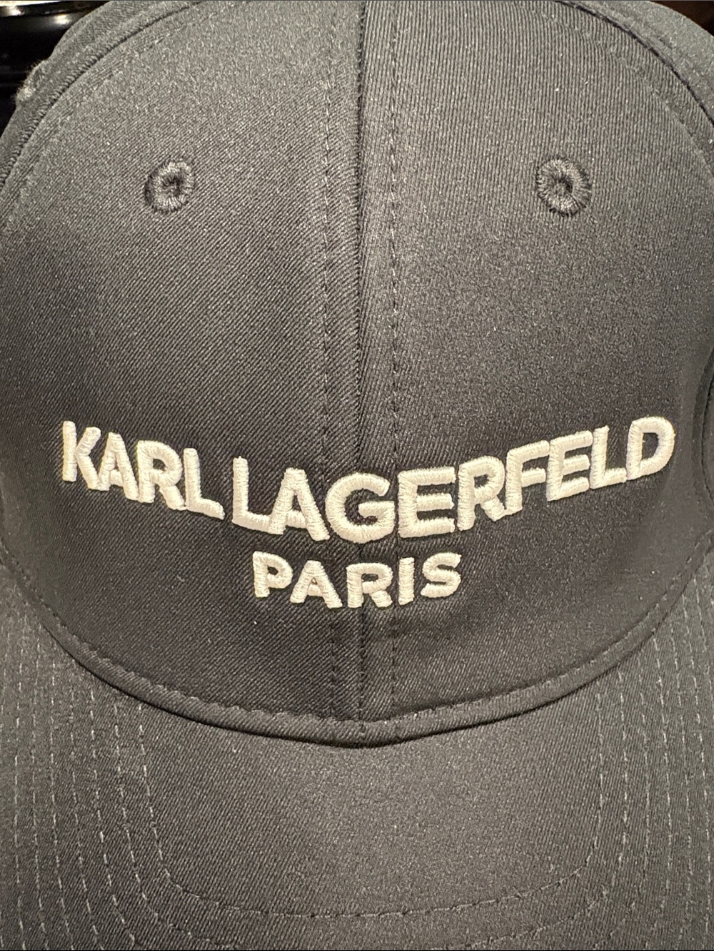 Karl Lagerfeld Black Cap with White Logo - Unisex
